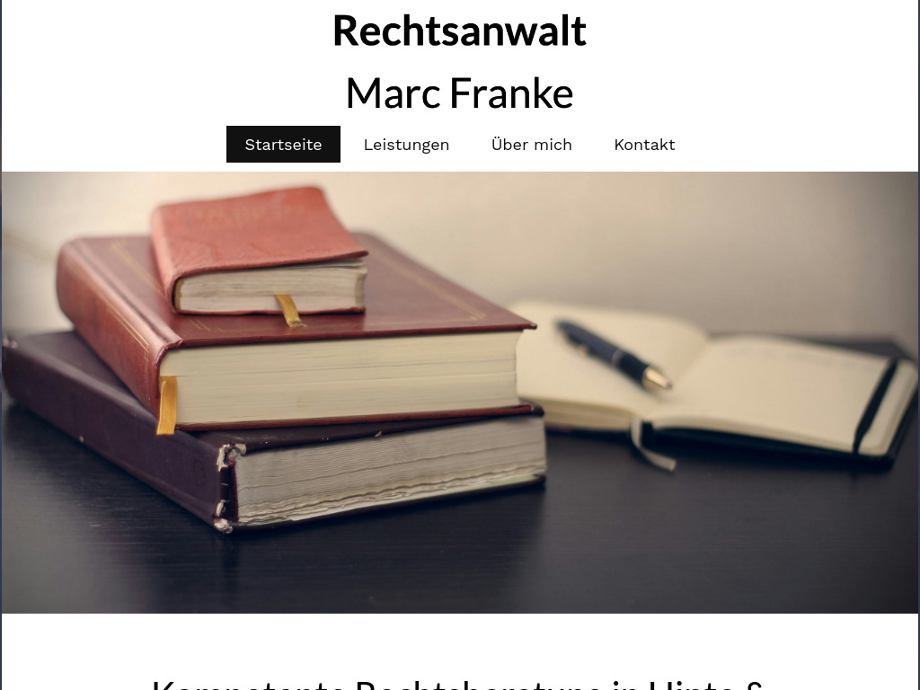 Website von Rechtsanwaltskanzlei Marc Franke in Hinte