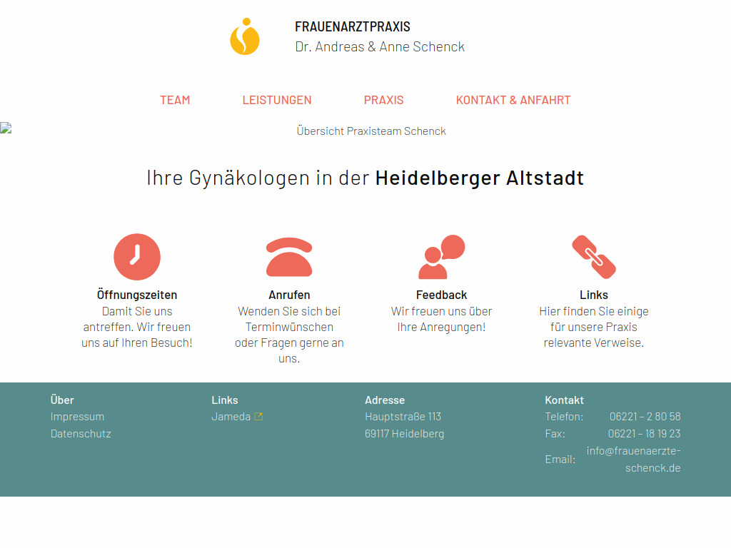 Website von Gynäkologische Gemeinschaftspraxis Dr. med. Andreas & Anne Schenck in Heidelberg