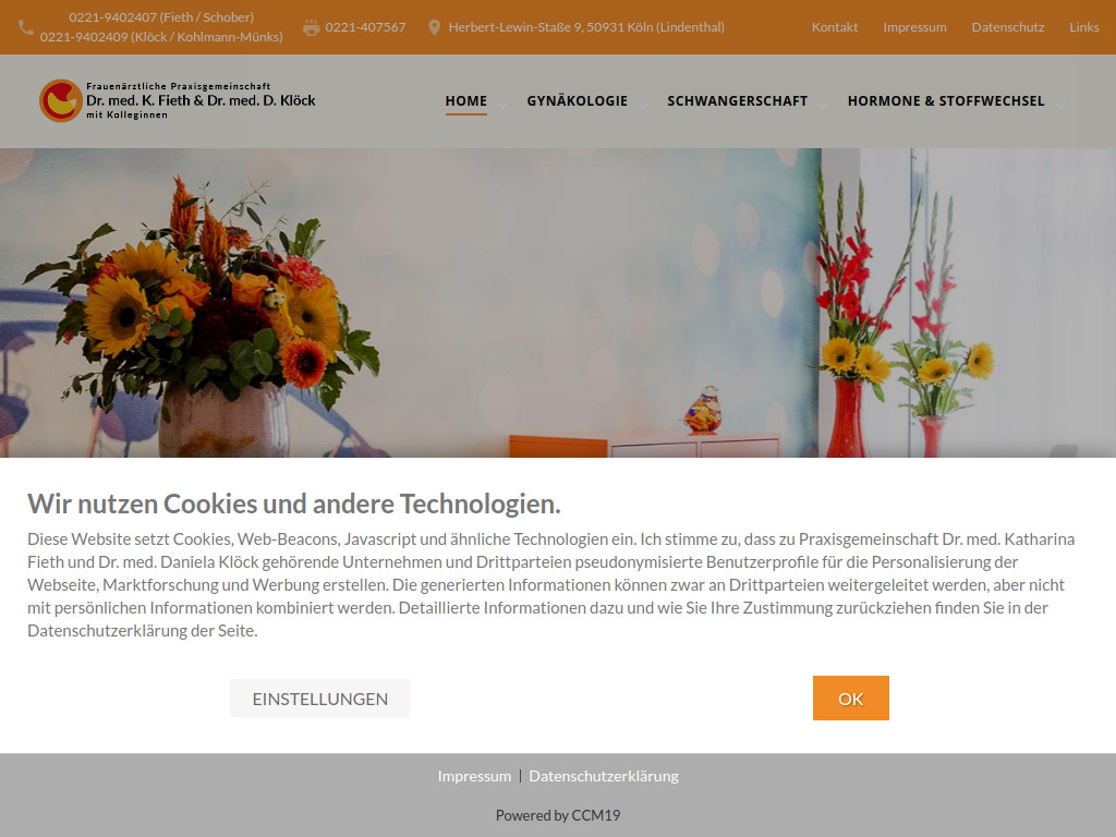 Website von Frauenärztliche Praxisgemeinschaft Dr. med. Katharina Fieth und Dr. med. Daniela Klöck in Köln