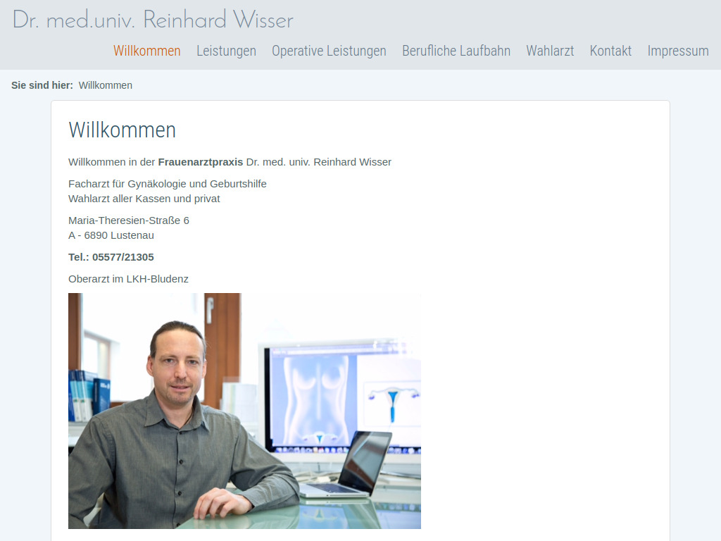 Website von Dr. med.univ. Reinhard Wisser in Lustenau