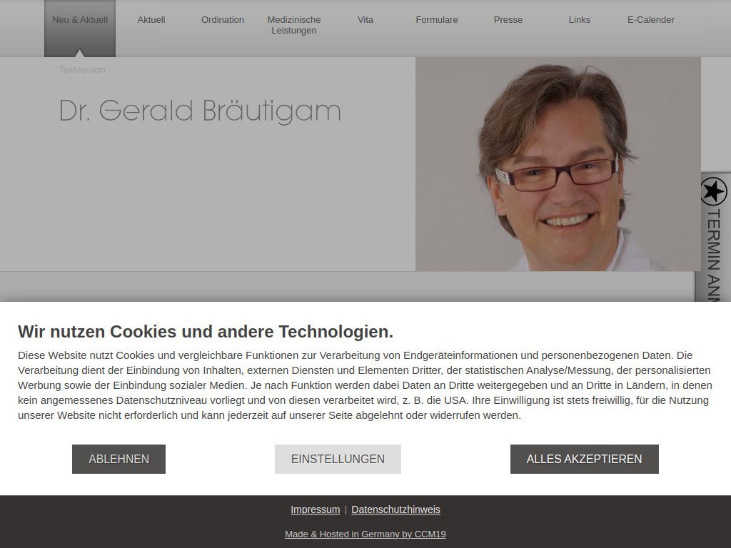 Website von Dr. Gerald Bräutigam, Frauenarztpraxis LINZ in Linz