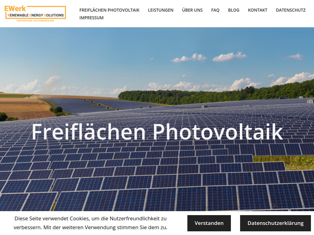 Website von EWerk Gesellschaft für erneuerbare Energie mbH in Monheim am Rhein