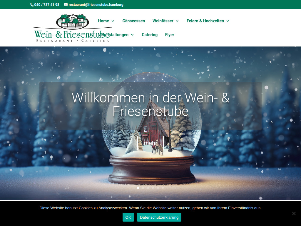 Website von Wein- & Friesenstube in Hamburg