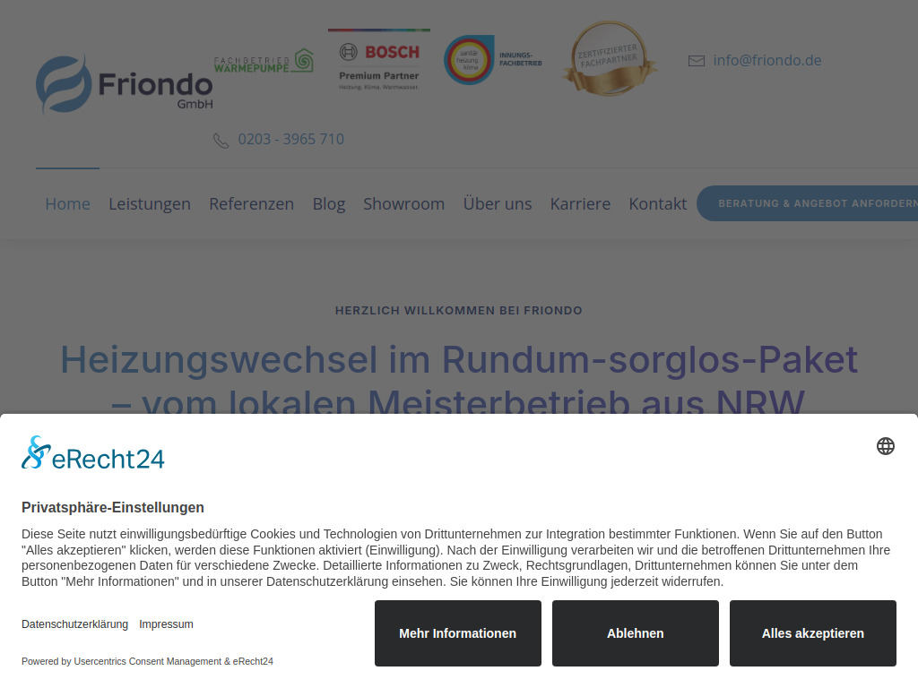 Website von Friondo GmbH in Duisburg