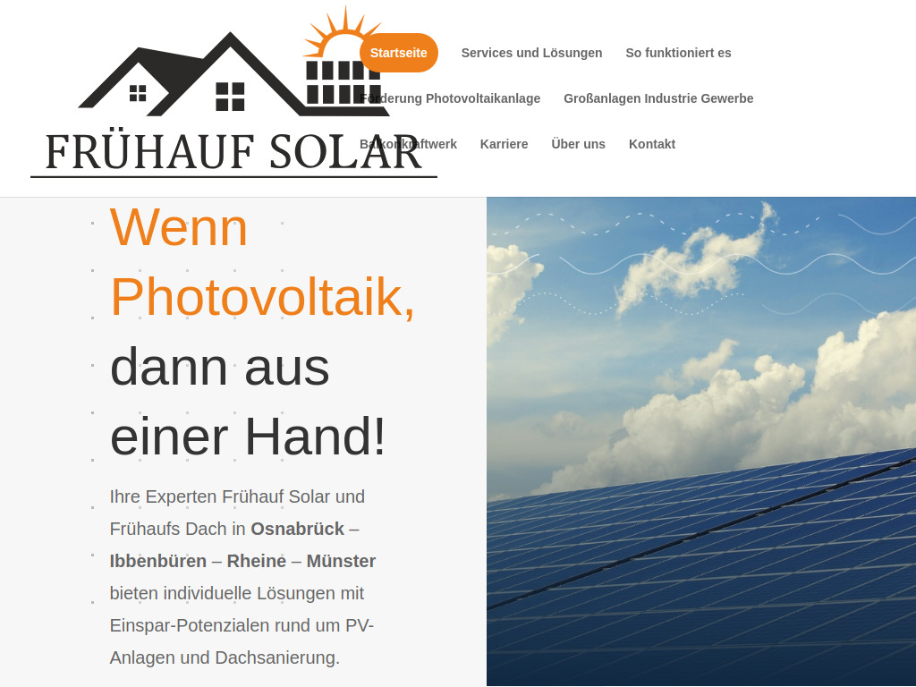 Website von FruehaufSolar in Hasbergen