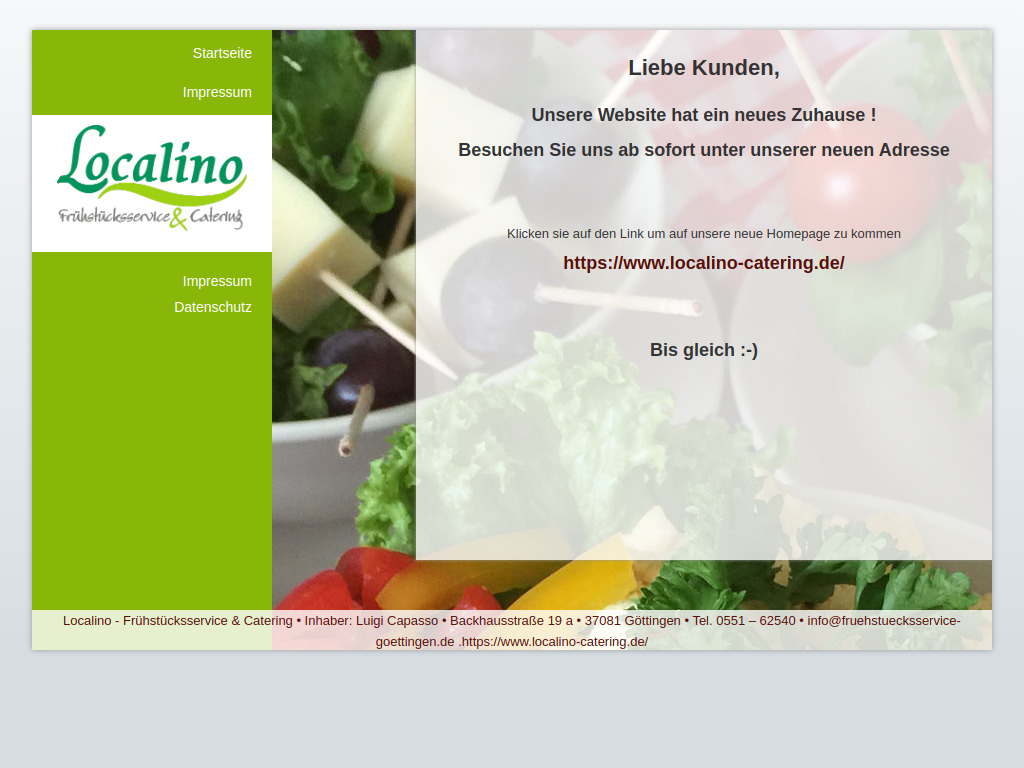 Website von Localino Frühstücksservice in Göttingen