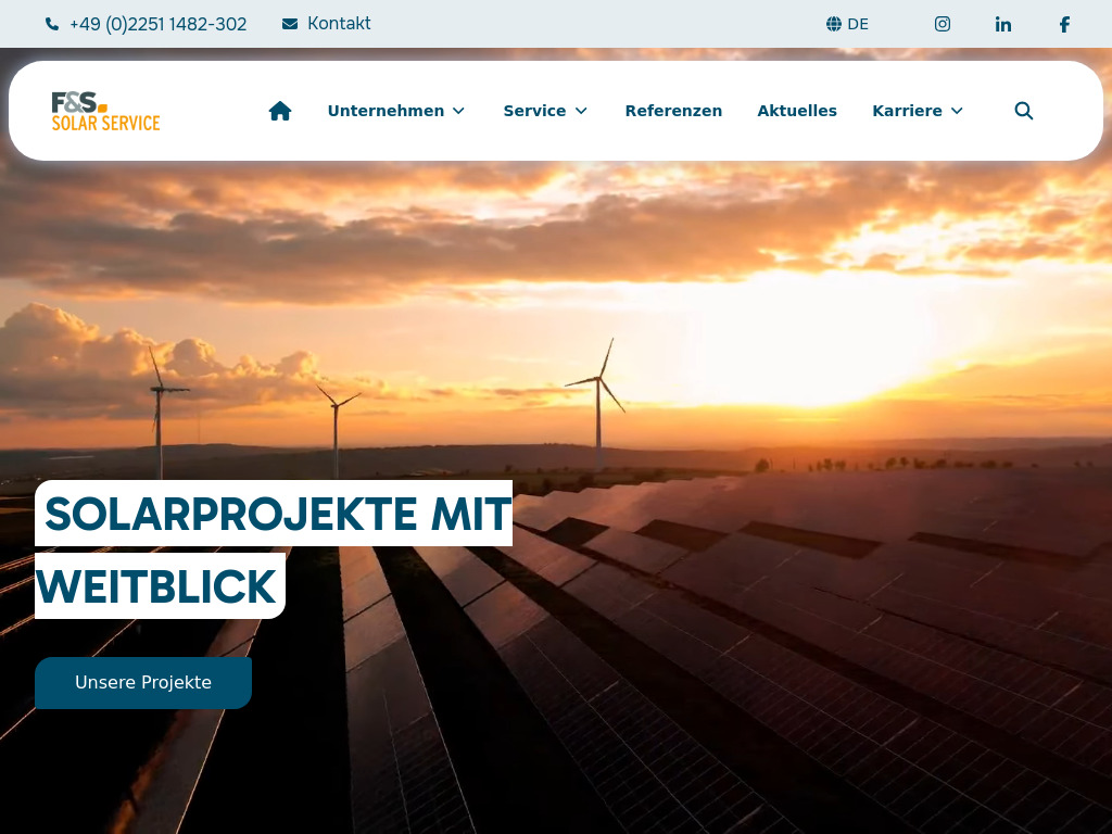 Website von F&S solar service GmbH in Euskirchen