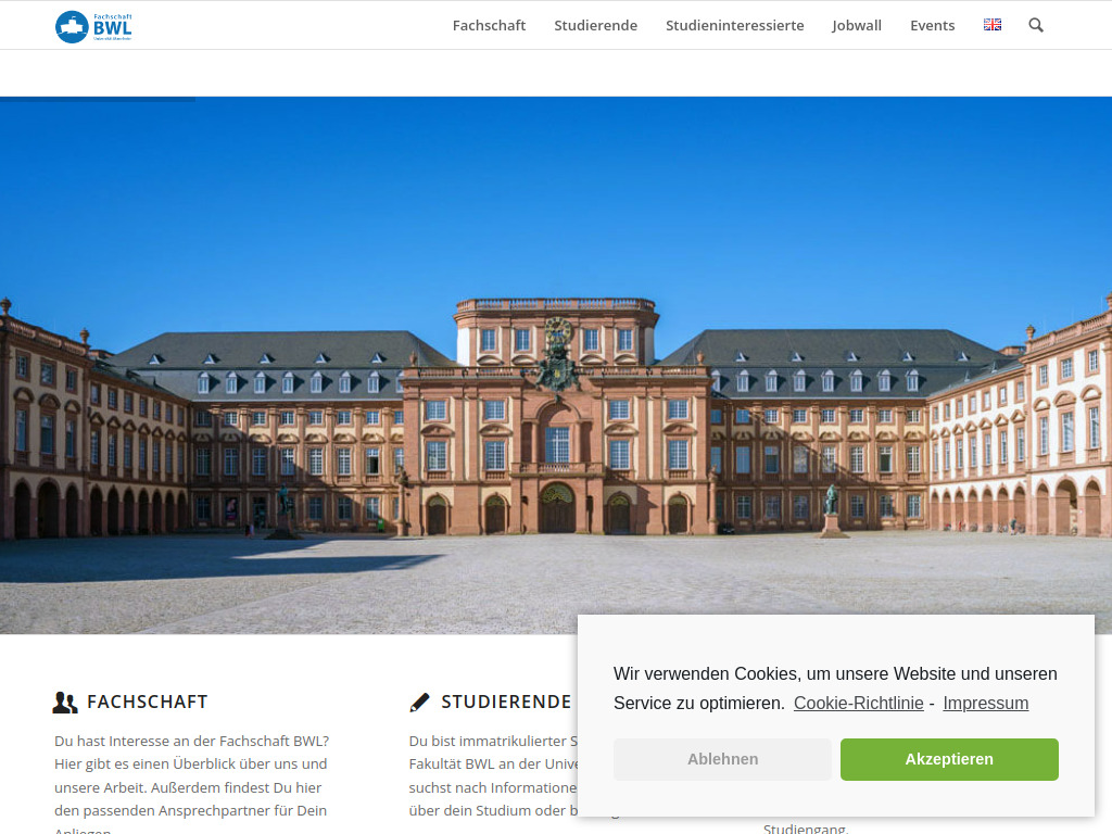 Website von Fachschaft BWL Universität Mannheim