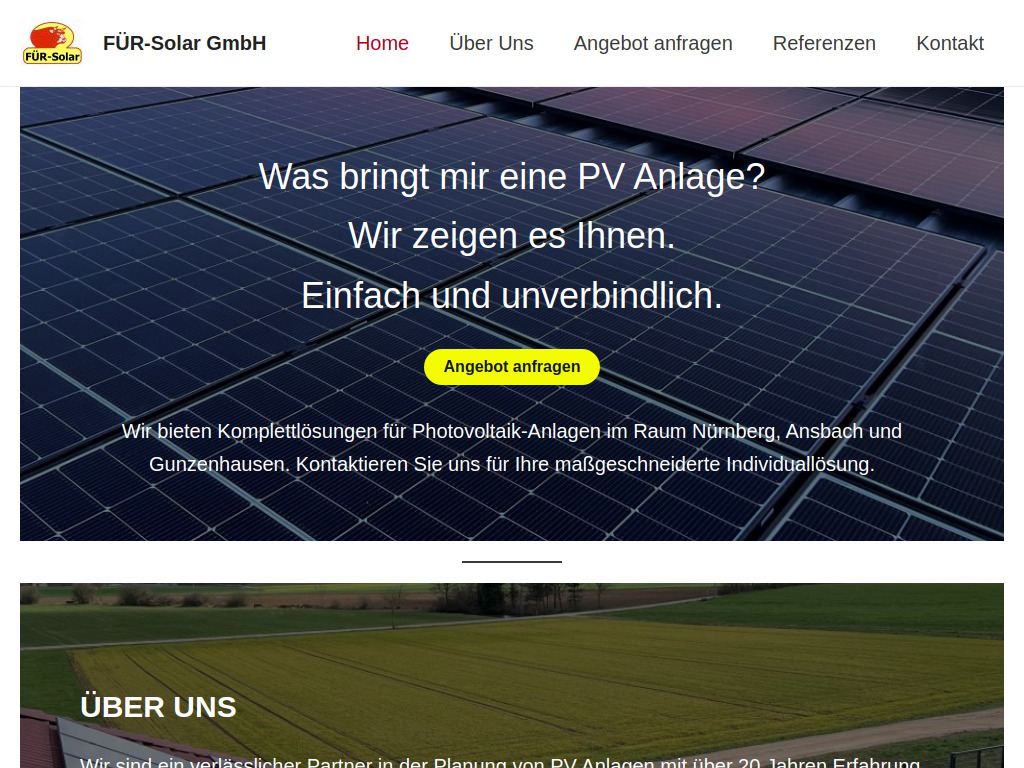 Website von FÜR-Solar GmbH in Mitteleschenbach