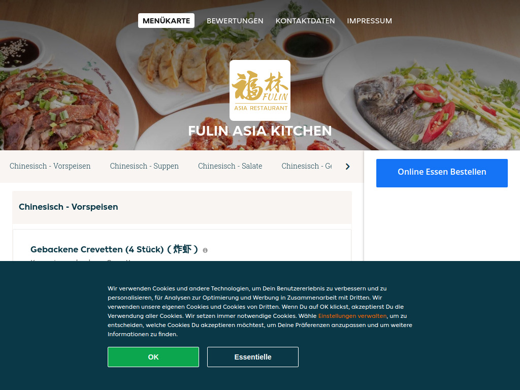 Website von Fulin Asia Kitchen - Essen online bestellen in Zurich in Zurich