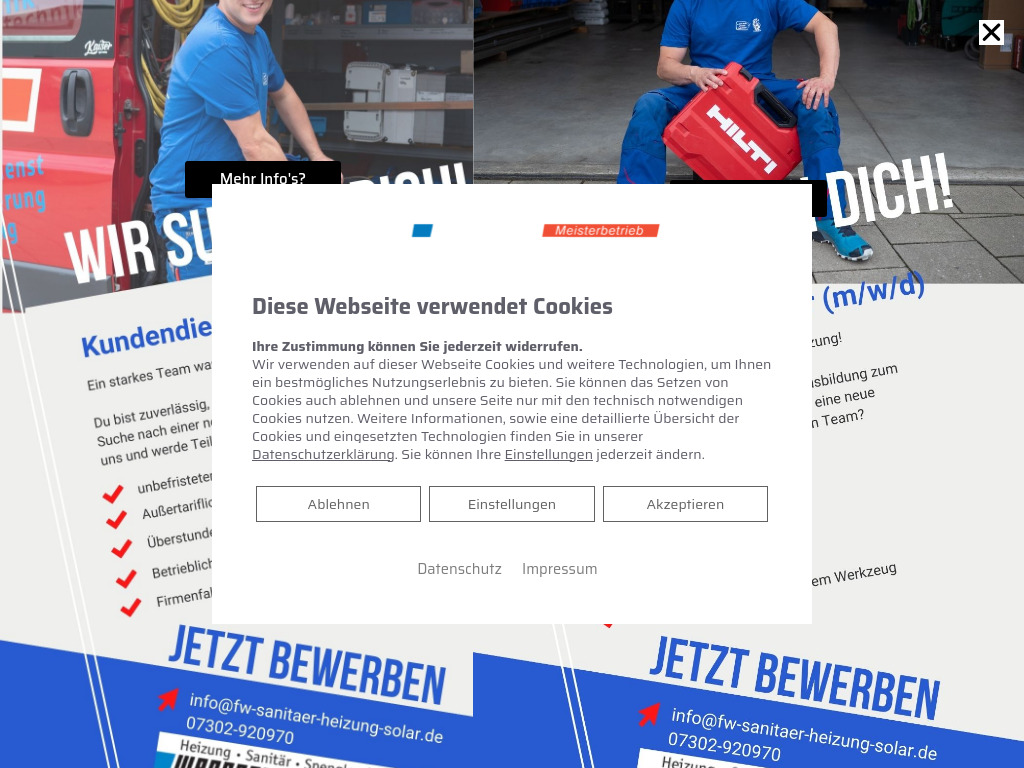 Website von Heizung-Sanitär-Solar-Spenglerei Florian Weggenmann in Pfaffenhofen