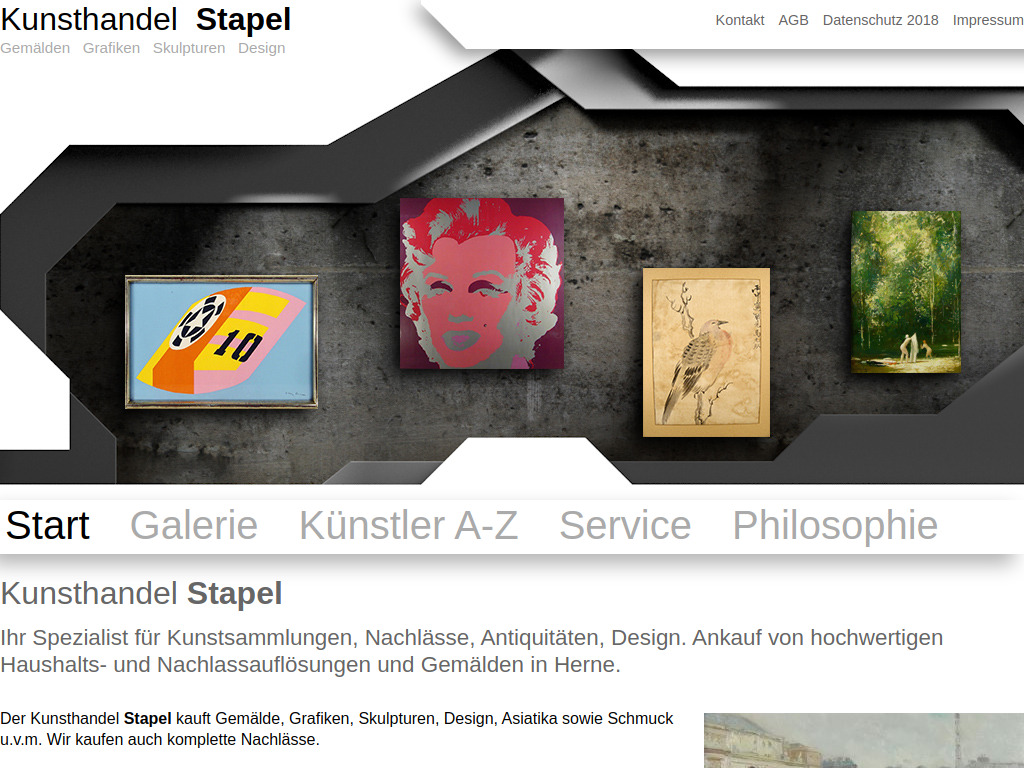 Website von Kunsthandel Stapel in Herne