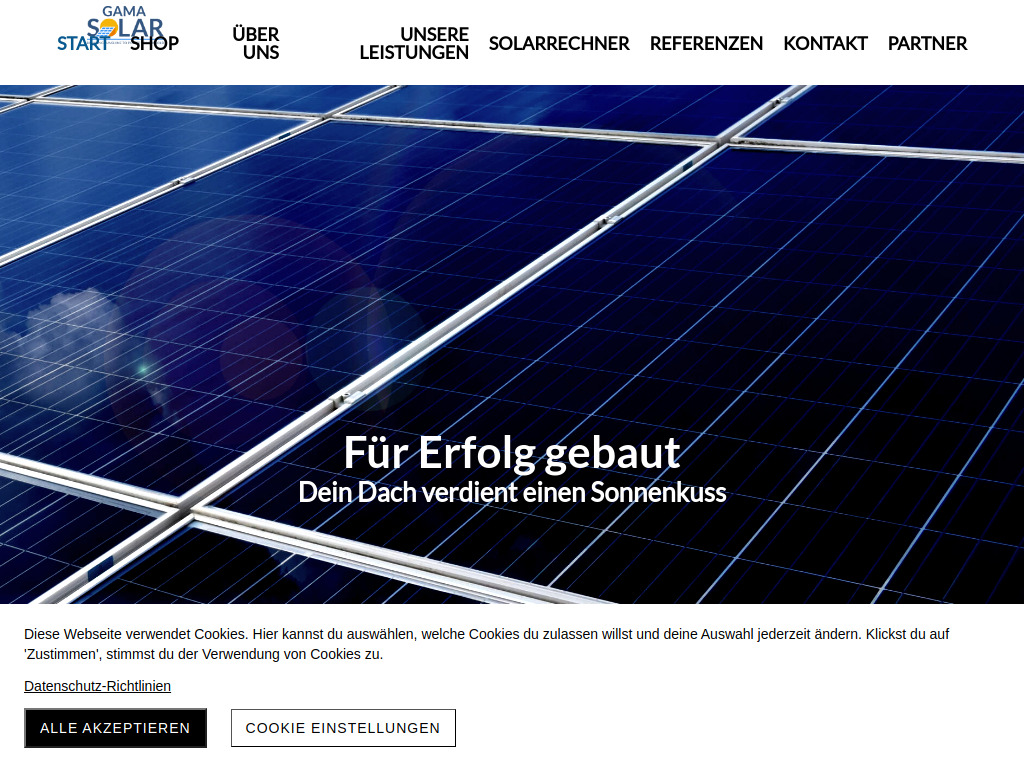 Website von Gama Solar GmbH in Pieterlen