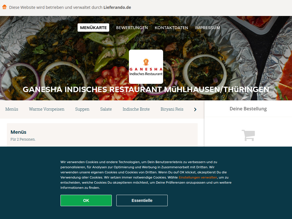 Website von ganesha-indisches-restaurant-muehlhausen.de in Mühlhausen