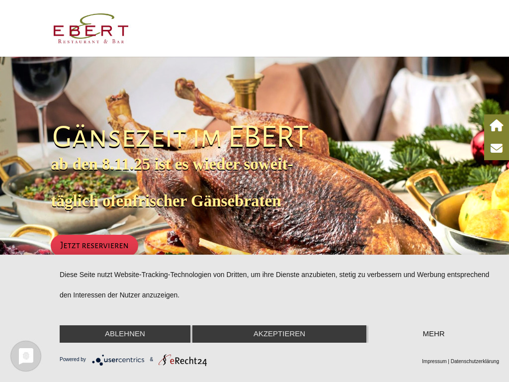 Website von EBERT Restaurant & Bar in Berlin