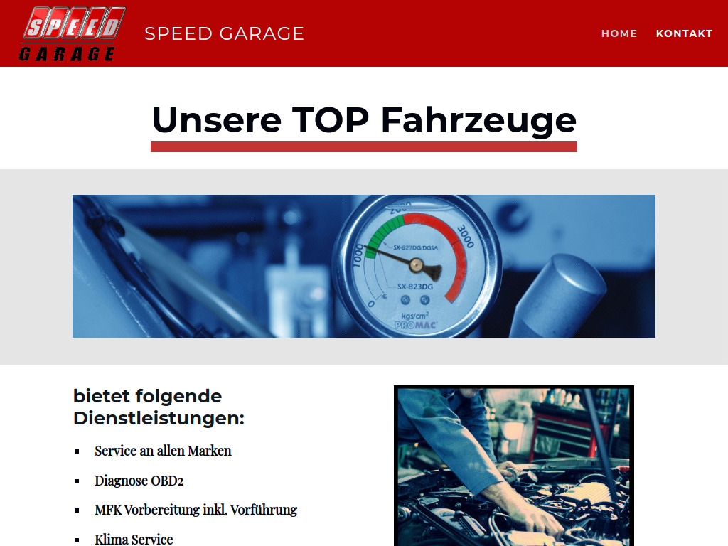 Website von Speed Garage in Dulliken