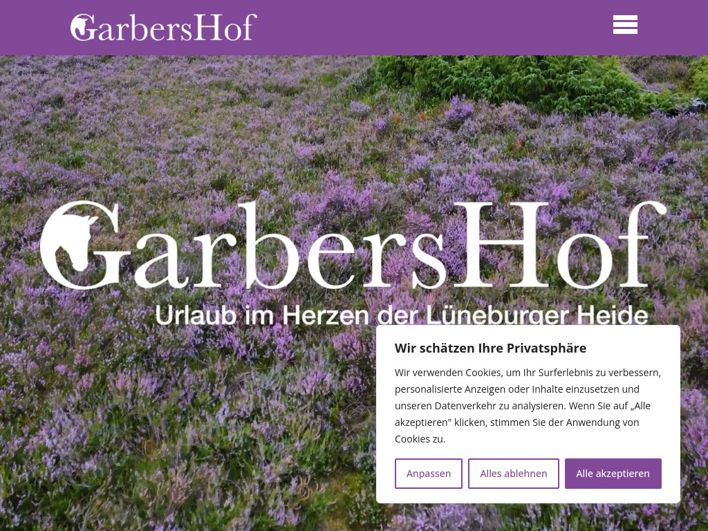 Website von GarbersHof in Undeloh