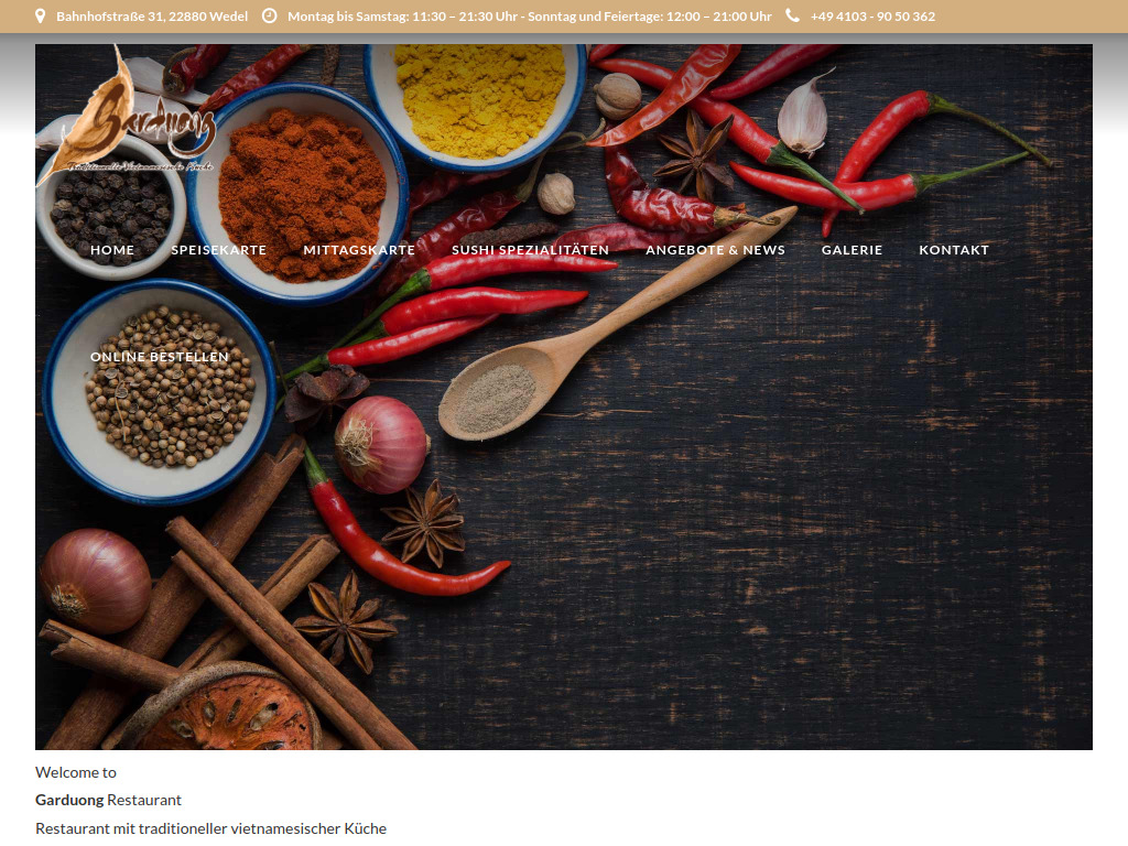 Website von Garduong Restaurant in Wedel