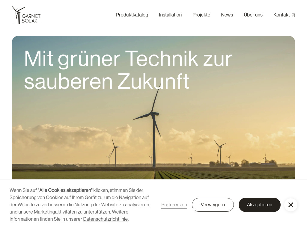 Website von GARNET-SOLAR GmbH in Lörrach