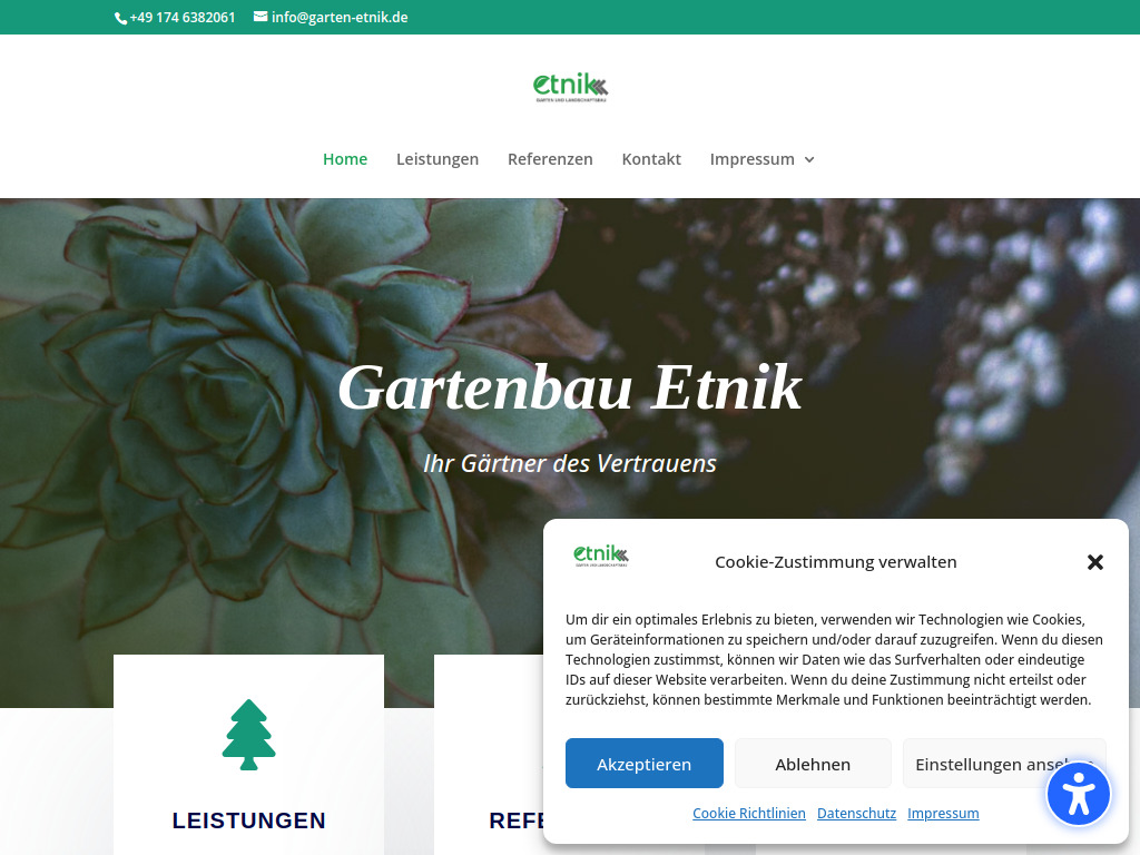 Website von Garten Etnik in Fürstenfeldbruck