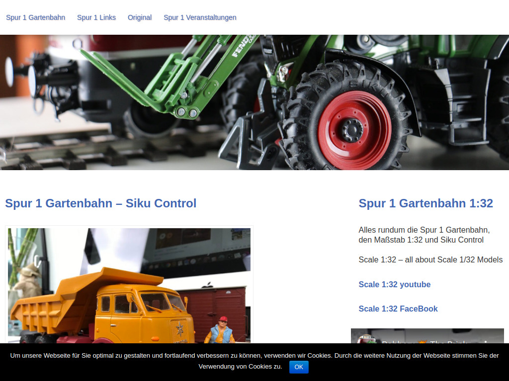 Website von Spur 1 Gartenbahn in Berlin
