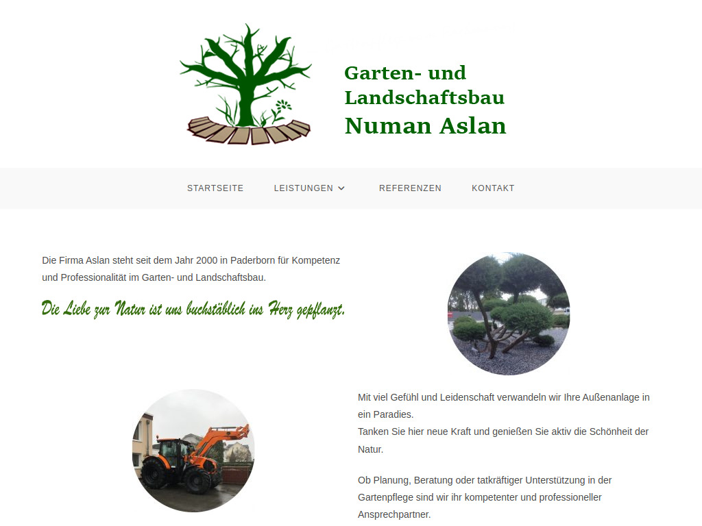 Website von Numan Aslan Garten- und Landschaftsbau in Paderborn