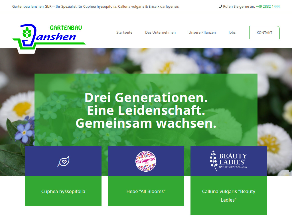 Website von Gartenbau Janshen GbR in Kevelaer-Wetten