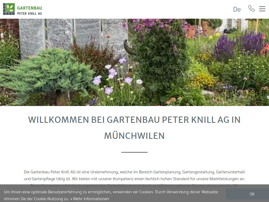 Website von Gartenbau Peter Knill AG in Münchwilen