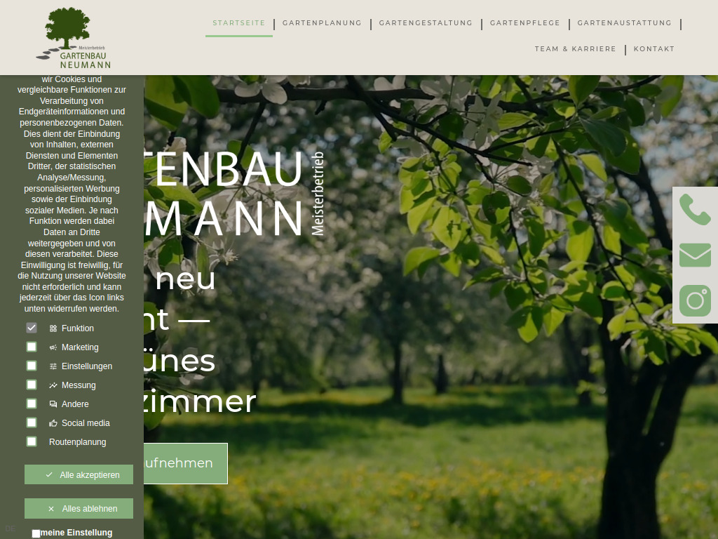 Website von Gartenbau Neumann in Köln