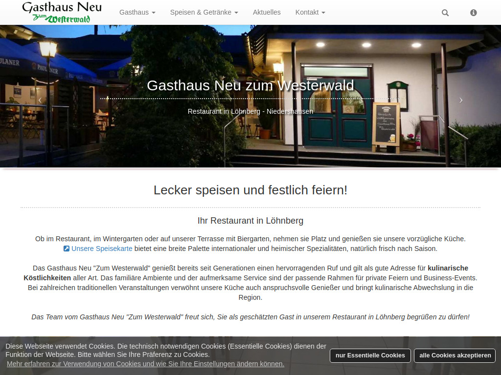 Website von Gasthaus Neu zum Westerwald in Löhnberg
