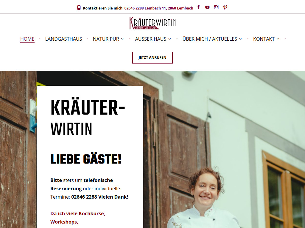 Website von Kräuterwirtin Gerda Stocker in Lembach