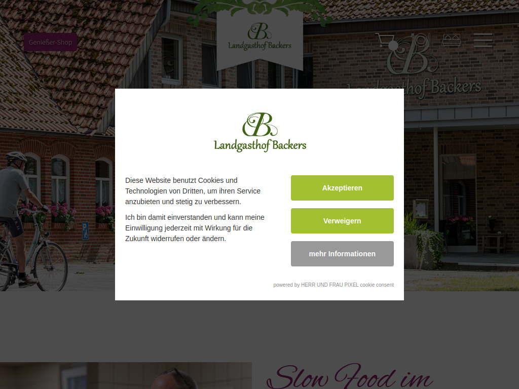 Website von Landgasthof Backers e. K. in Twist