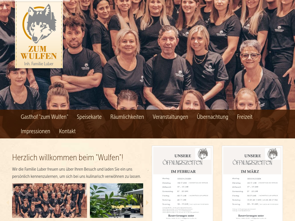 Website von Gasthof "zum Wulfen" in Sulzbach-Rosenberg