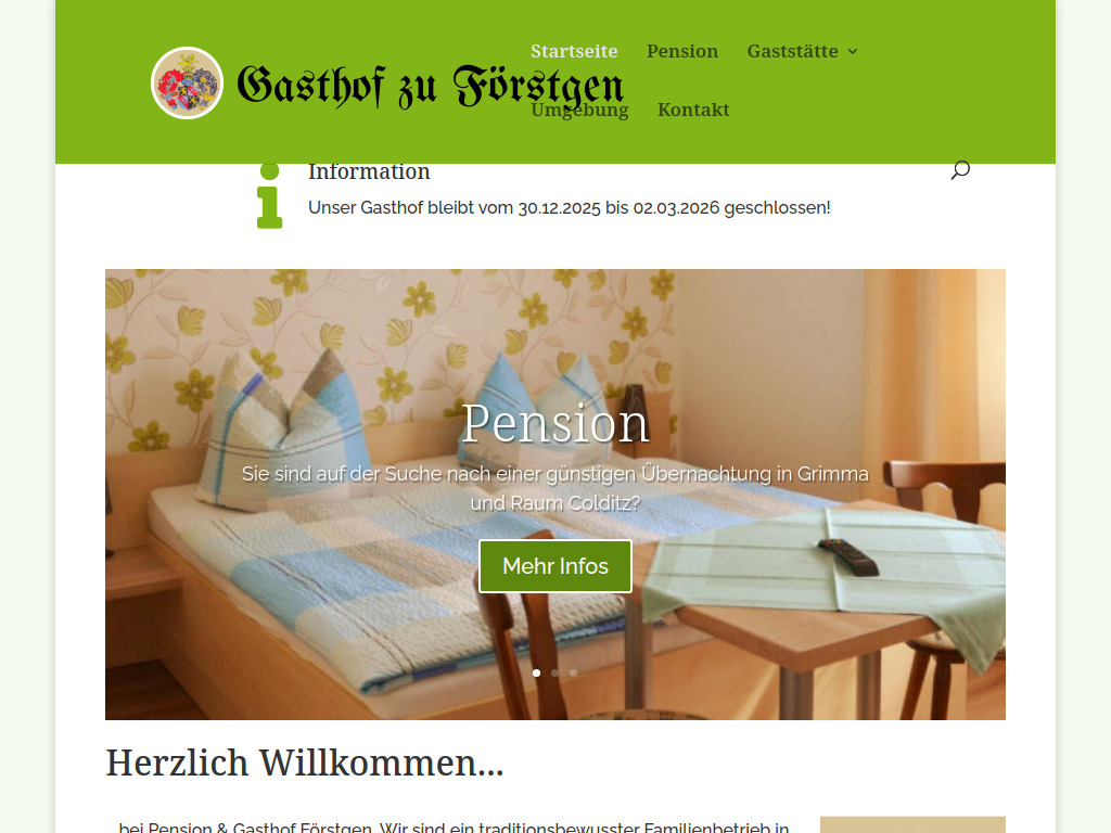 Website von Gasthof zu Förstgen in Grimma