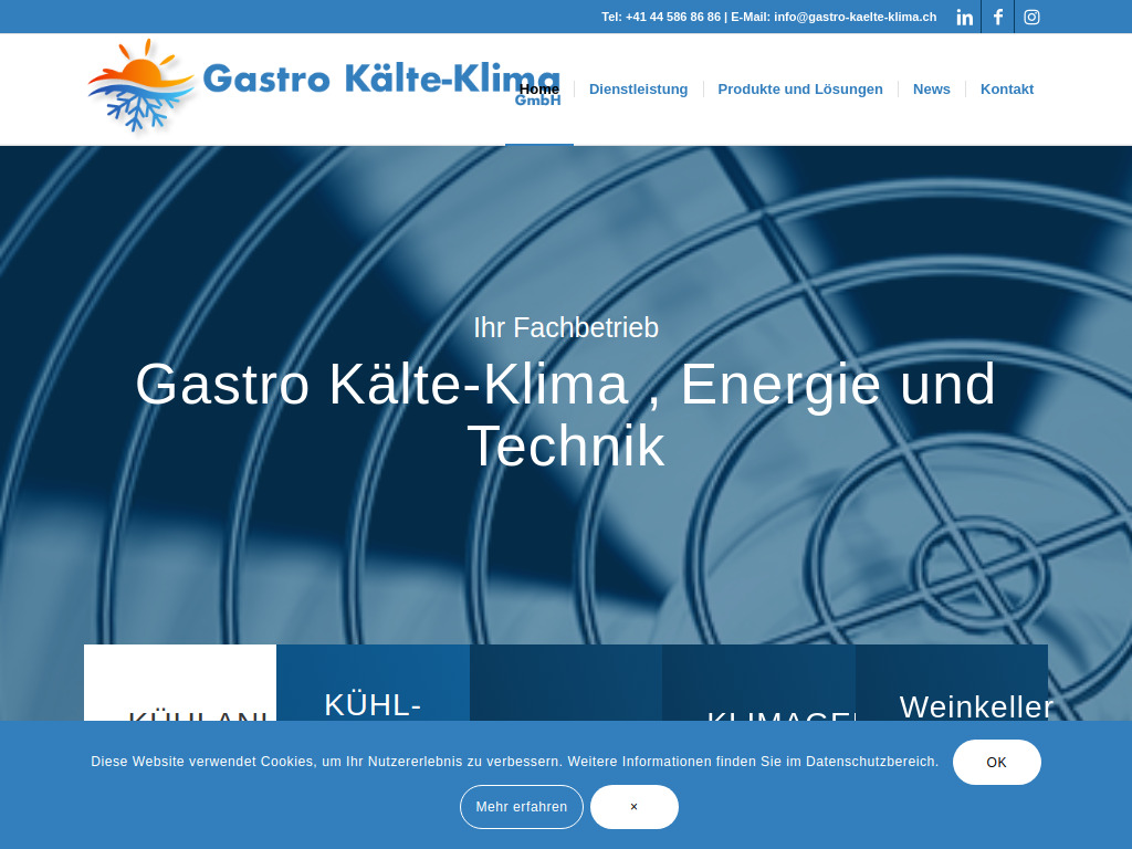 Website von Gastro Kälte-Klima GmbH in Erlenbach