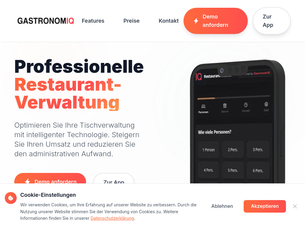 Website von Gastronomiq in Mathon
