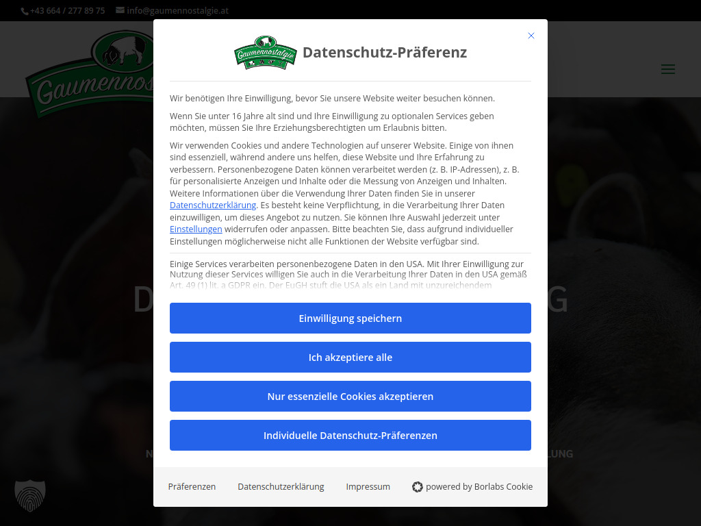 Website von Gaumennostalgie in St. Georgen an der Stiefing