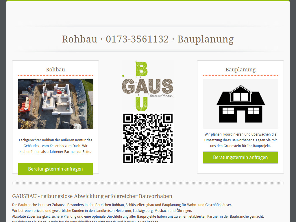 Website von GAUSBAU Igor Gaus in Neckarsulm