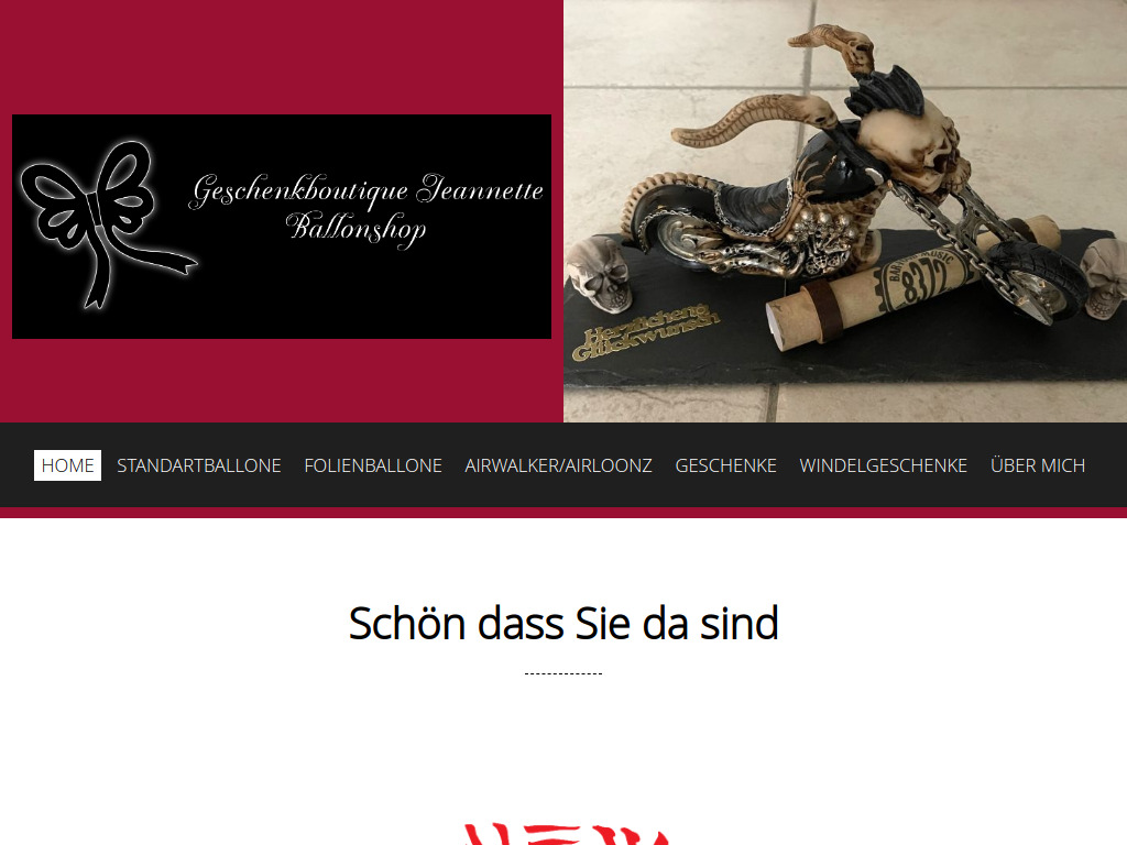 Website von Geschenkboutique Jeannette in Wetzikon