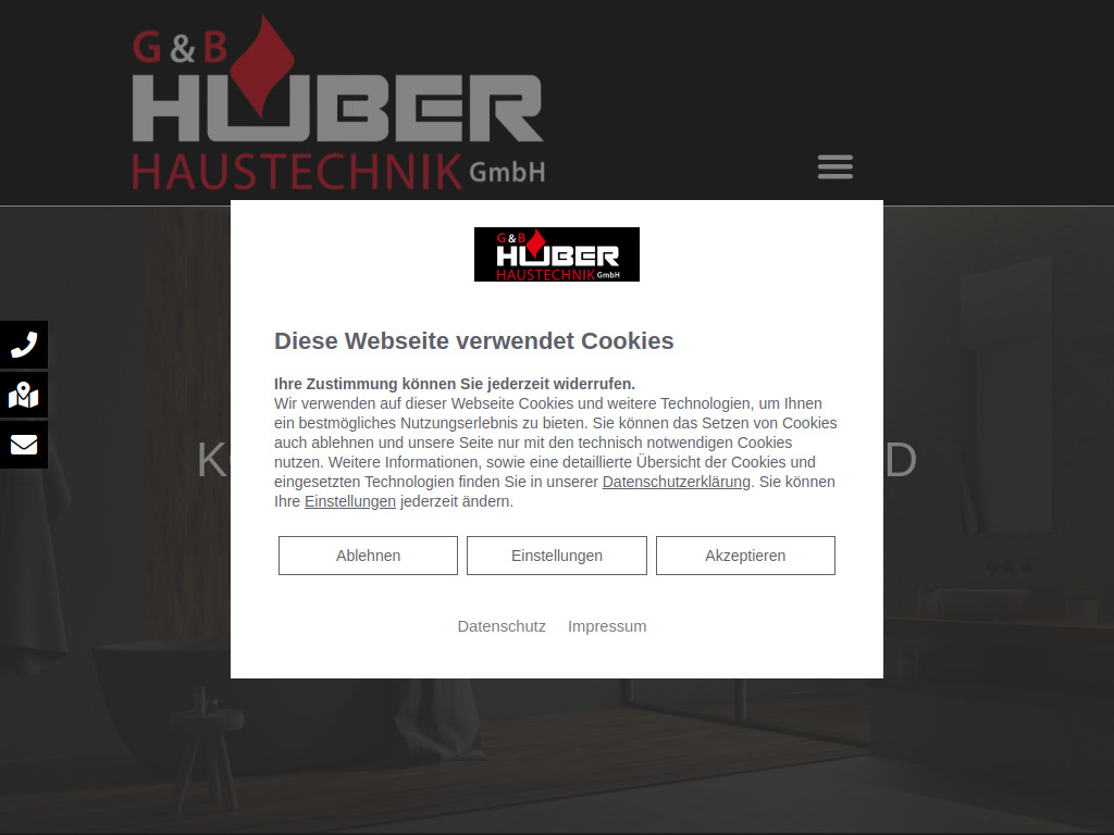 Website von G&B Huber Haustechnik GmbH in Kelheim