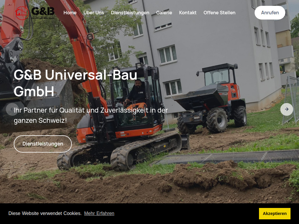 Website von G&B Universal-Bau GmbH in Subingen