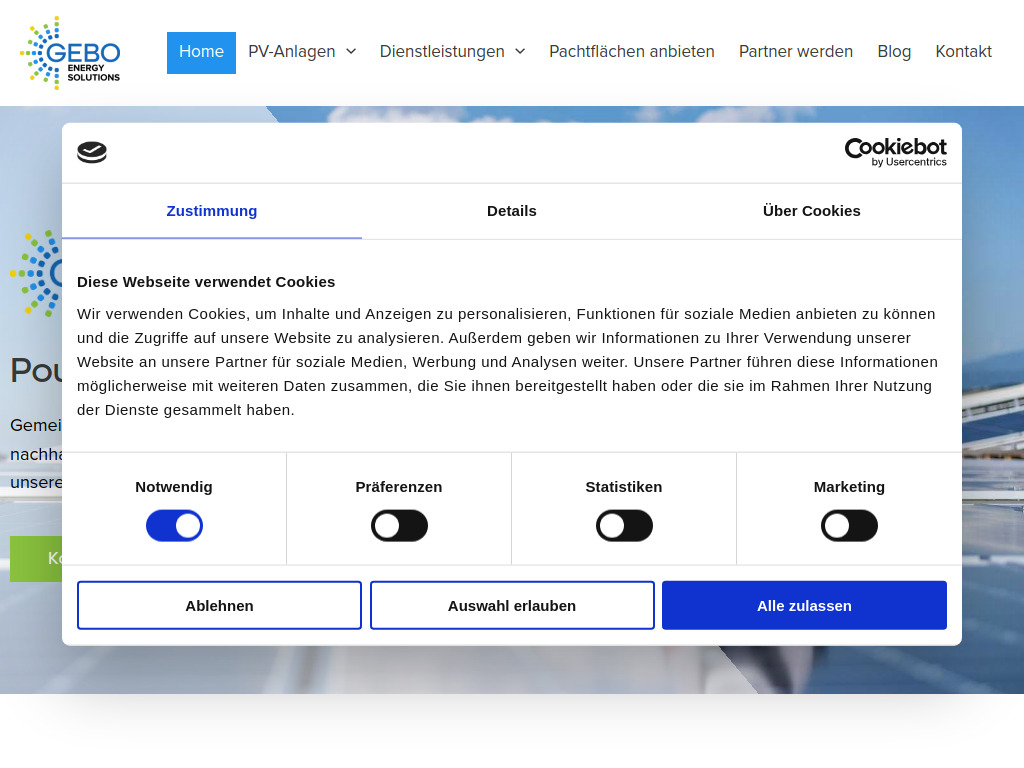 Website von GEBO Energy Solutions GmbH in Erfurt