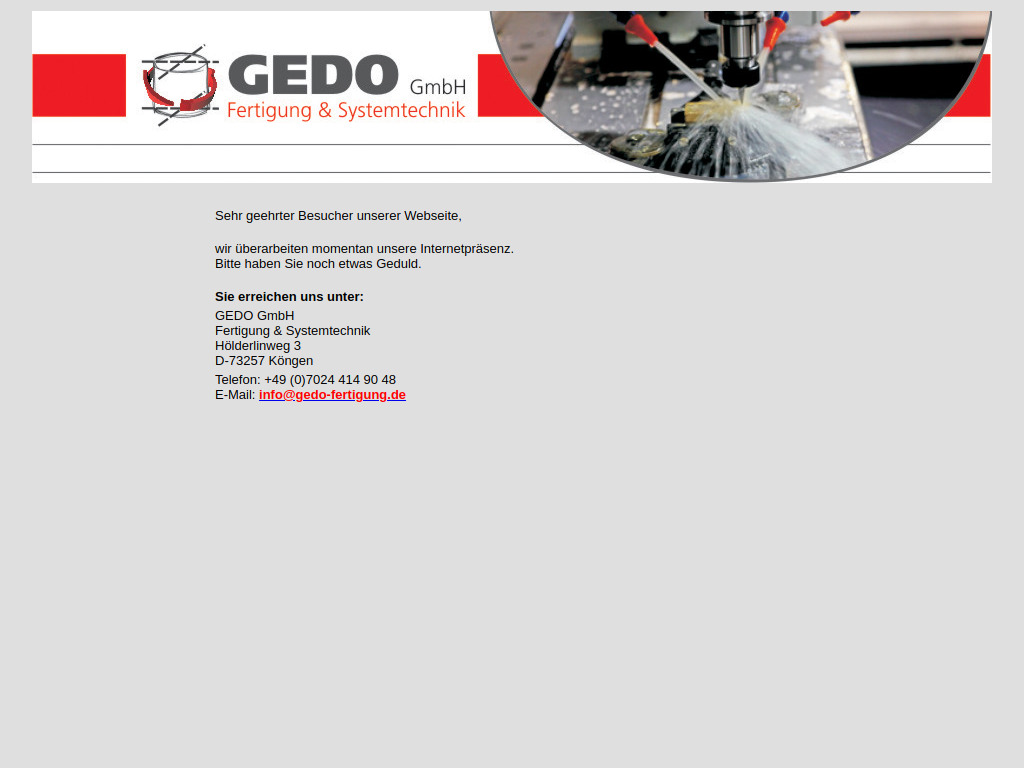 Website von GEDO GmbH in Köngen