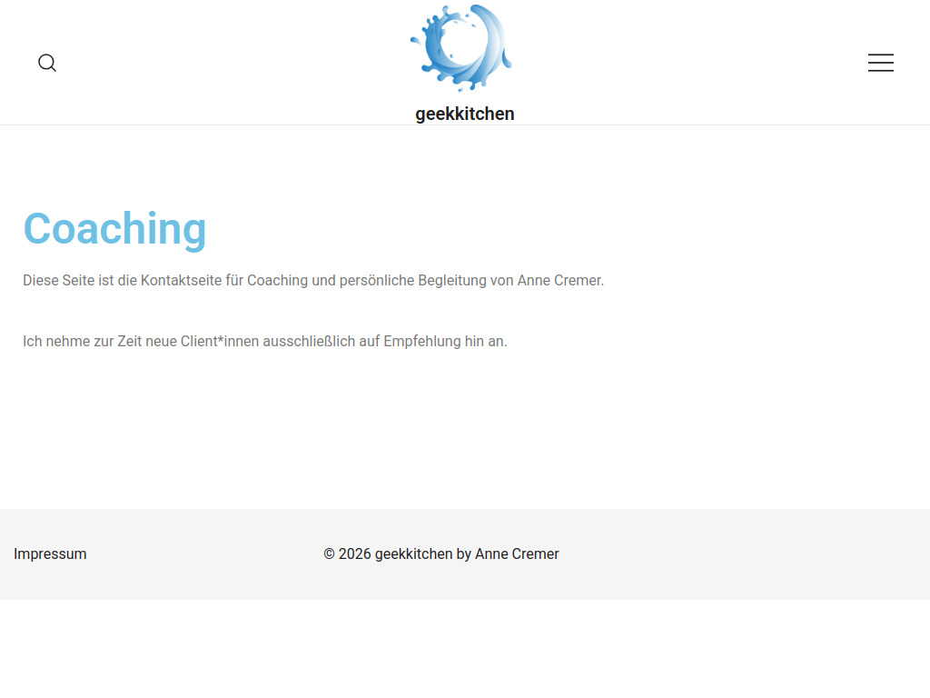 Website von geekkitchen in Hamburg