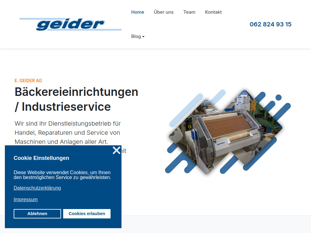 Website von E. Geider AG in Buchs