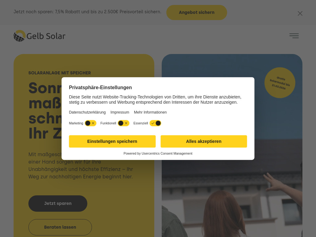 Website von Gelb Solar GmbH in Lich
