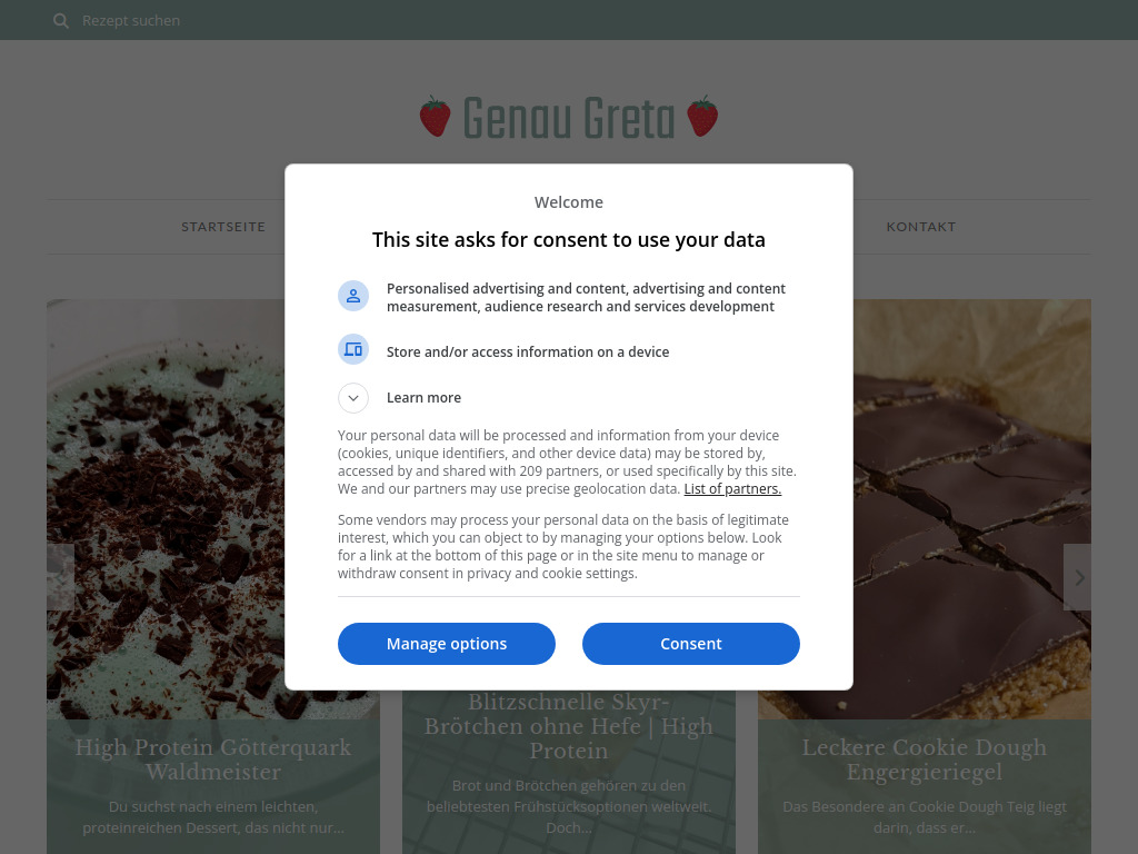 Website von Genau Greta - Foodblog mit Rezepten in Aichach