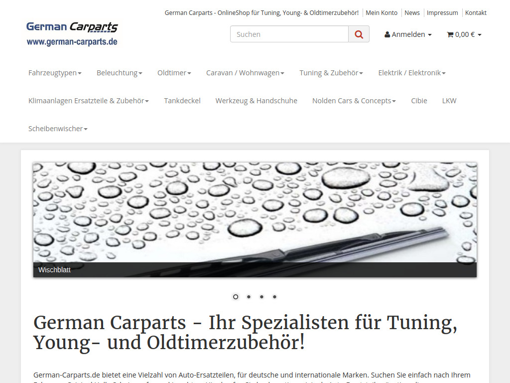 Website von German Carparts GmbH in Anröchte