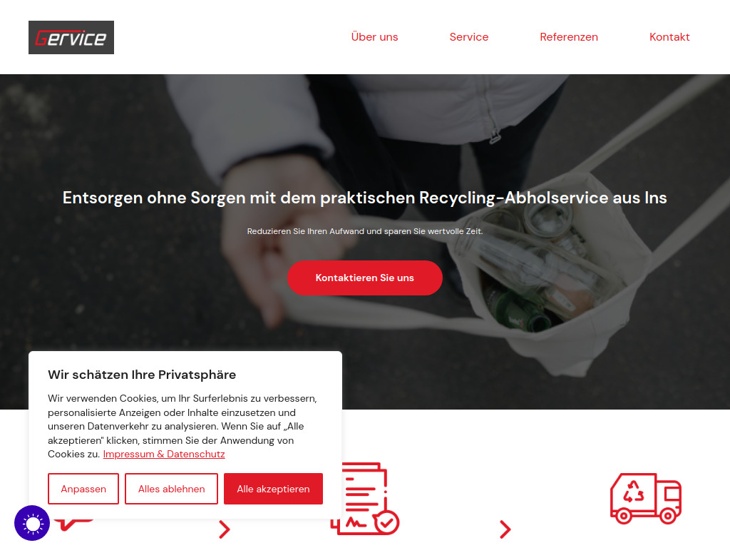 Website von Gervice in Ins