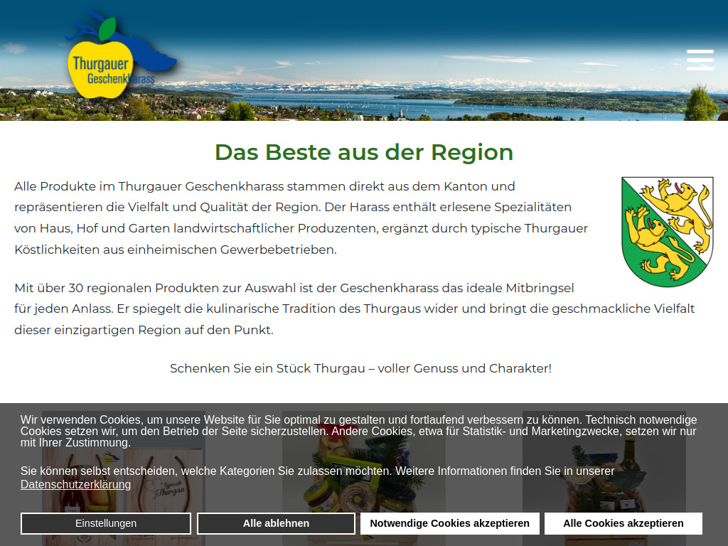 Website von Thurgauer Geschenkharass in Wittenbach